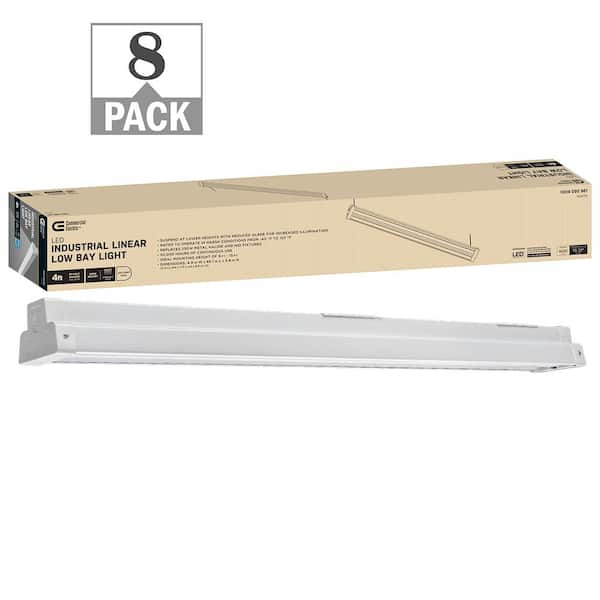 Commercial Electric 4 ft. White Linear LED High Bay Warehouse Light 9000 Lumens 0 to 10 Volt Dimmable 120-277v 5000K (8-Pack)