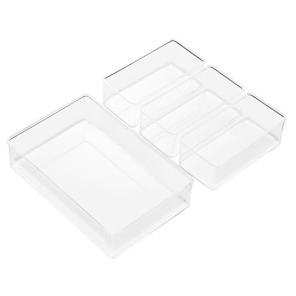 Sorbus 4-Piece Clear Storage Bins, Drawer Organizer for Makeup, Cosmetics, Skin Care, Vanity, and More