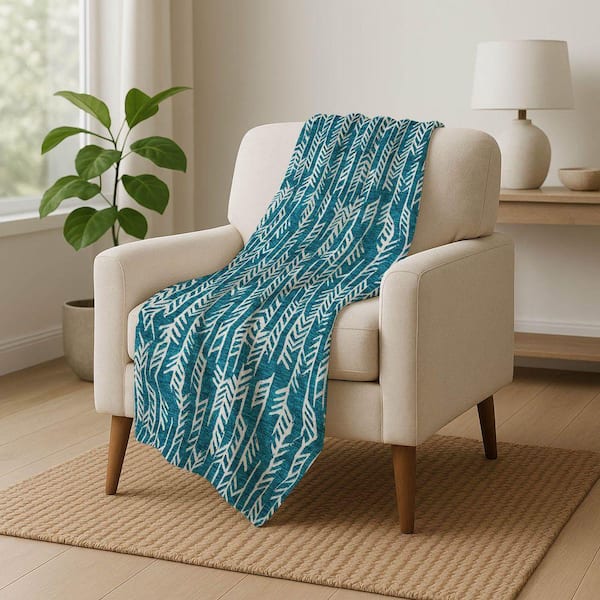 Premium Machine Washable ASB906 Teal 50 in. x 70 in. Sherpa Throw Blanket