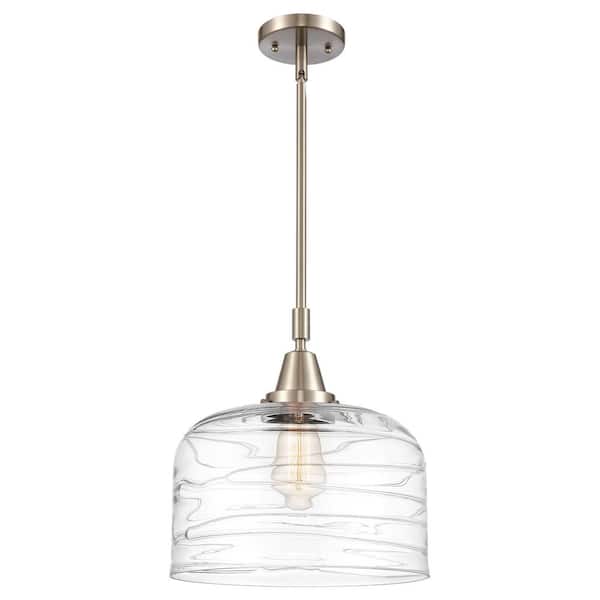 Bell 100-Watt 1-Light Brushed Satin Nickel Standard Mini Pendant Light with Clear Glass Shade, No Bulbs Included