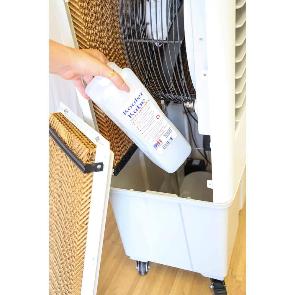 Portable White and Gray Evaporative Air Cooler with Remote Control