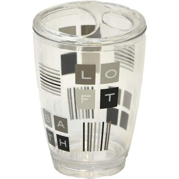 EVIDECO French home goods Peace and Loft Clear Acrylic Printed Bath Toothbrush and Toothpaste Holder