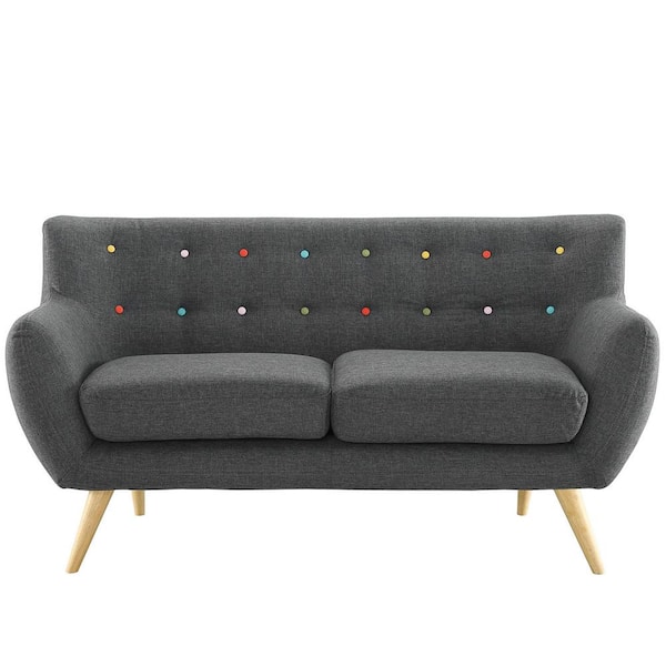 MODWAY Remark 62 in. Gray Polyester 2-Seat Loveseat with Tapered Wooden Legs