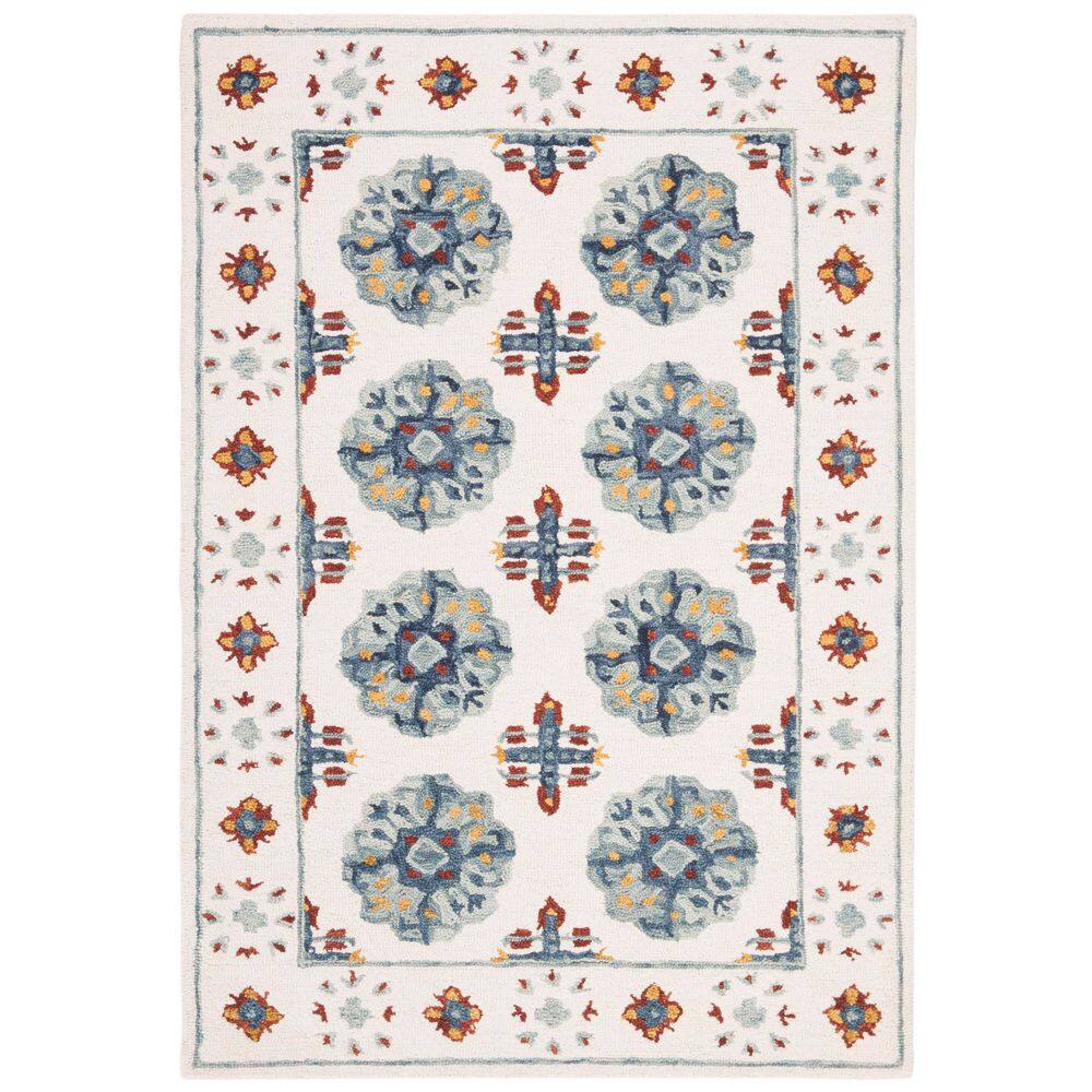 Blossom 4 ft. x 6 ft. Blue/Ivory Geometric Floral Border Area Rug price history on PriceWatchPro