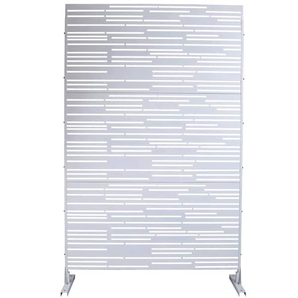 ITOPFOX Elegant 48 x 76 in. Outdoor and Indoor Privacy Screen Metal, Freestanding Decorative Privacy Fence Panels in White