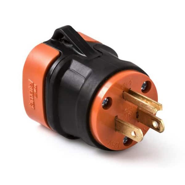 15 Amp 125-Volt Bi-Polar NEMA Plug Heavy-Duty Rubber Grip