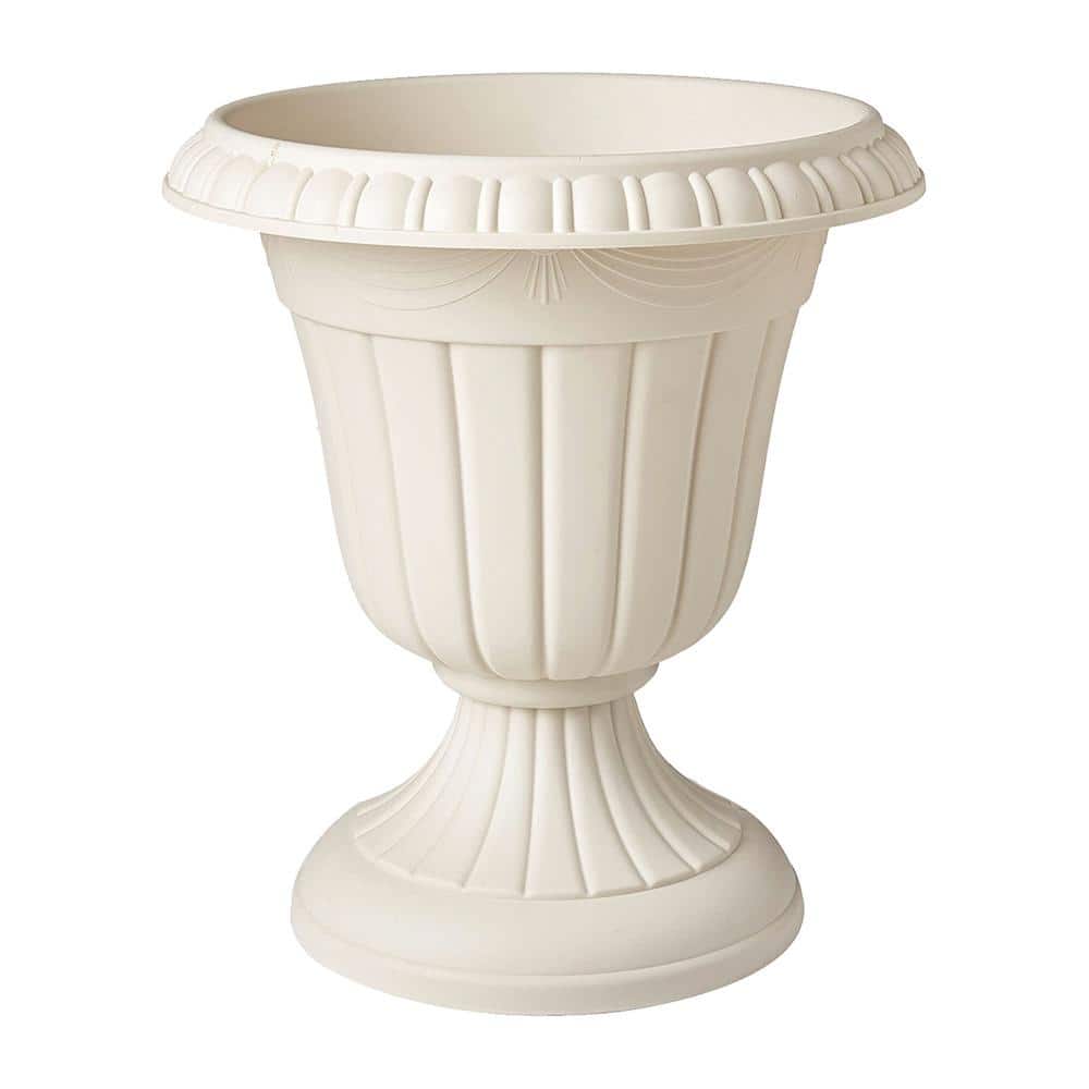 Traditional 10 in. x 12 in. Beige Plastic Urn