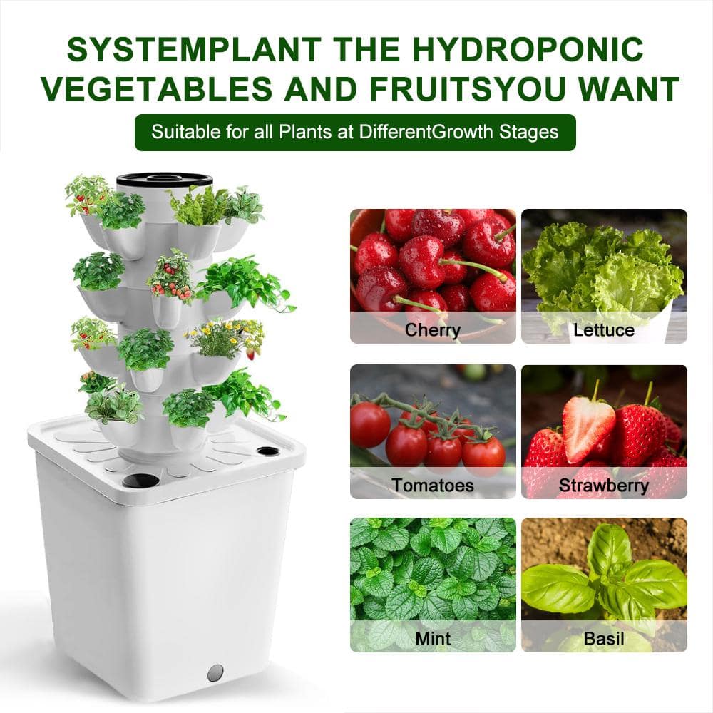 Standard Hydroponic Tower - 20 hole 4 Tier Kit Indoor Hydroponic Garden - V