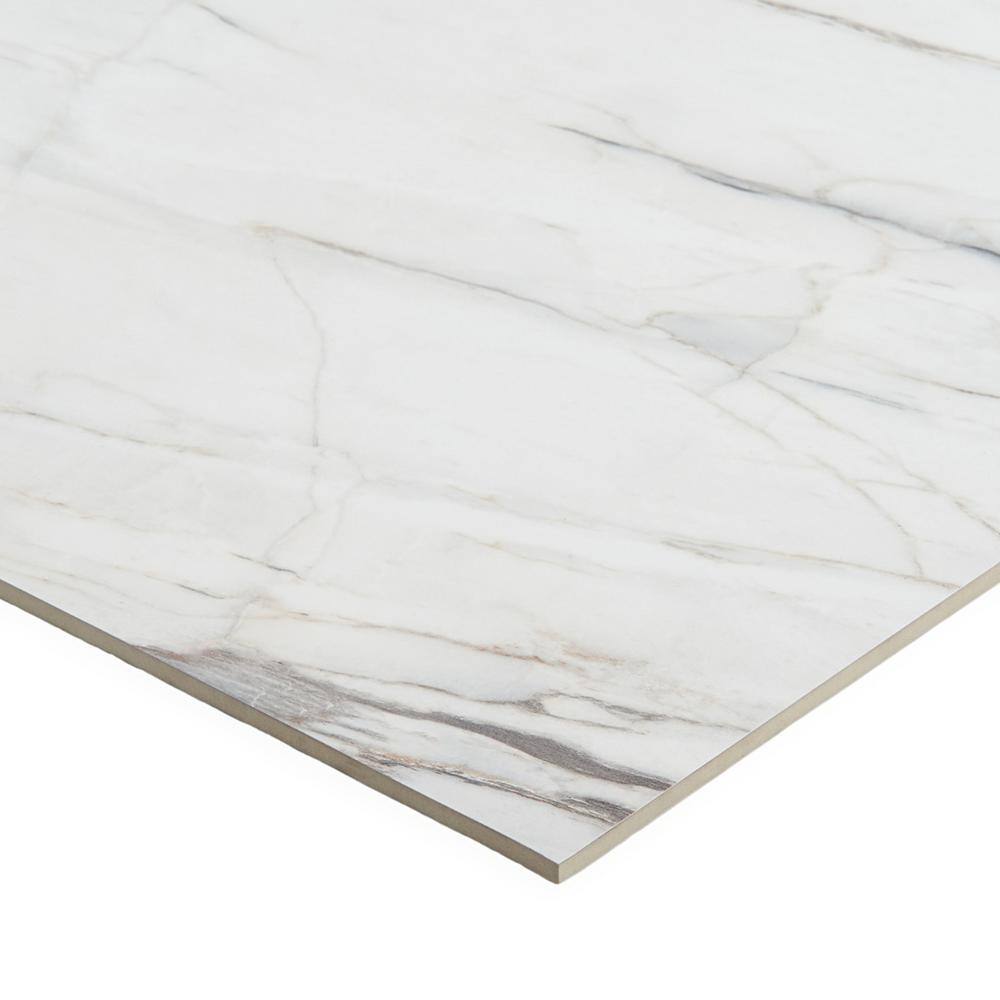 Saroshi Large White Polished Porcelain Floor and Wall Tile