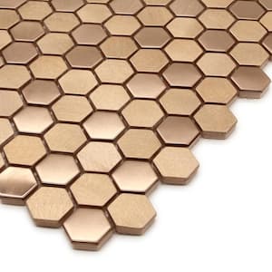 Mix Copper 12 in. x 11.5 in. Hexagon Mosaic Backsplash. Stainless Steel and Aluminum Mosaic Wall Tile (9.5 sq. ft./Case)
