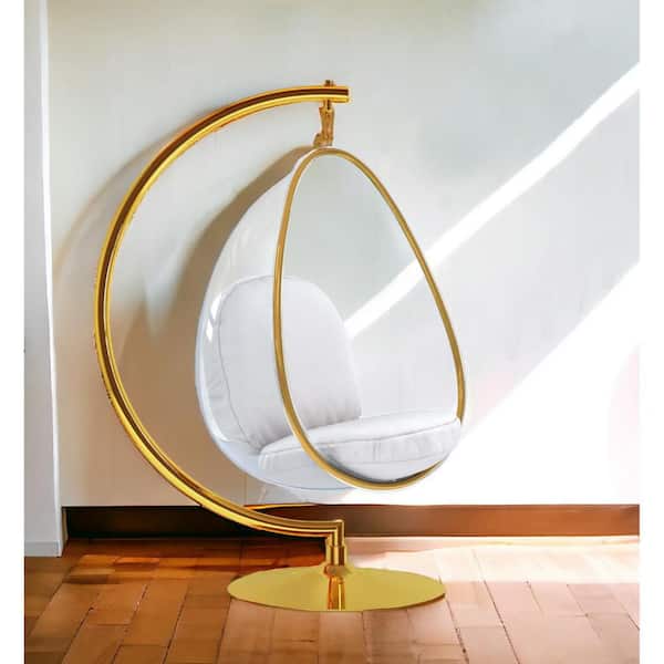 HomeRoots Clear Balloon Chair Set of 1 with Removable Cushions