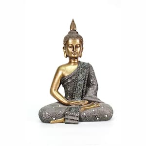 15.75 in. Tall in Gold and Silver Meditative Polyresin Buddha Statue