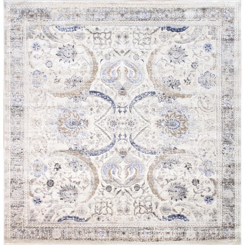 Pasargad Home Fantasia Ivory/Beige 6 ft. x 6 ft. Square Abstract Area