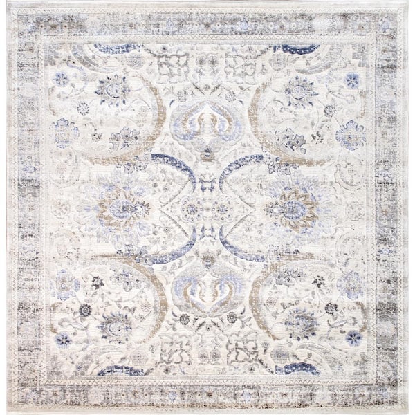 Fantasia Ivory/Beige 6 ft. x 6 ft. Square Abstract Area Rug