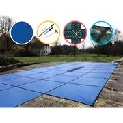 16 ft. x 32 ft. Rectangle Blue Solid In-Ground Safety Pool Cover Center End Step, ASTM F1346 Certified