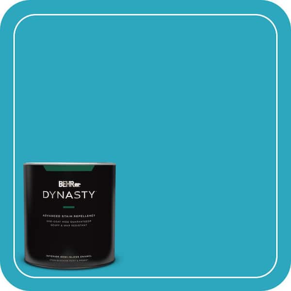 BEHR DYNASTY 1 qt. #MQ4-52 Gulf Waters One-Coat Hide Semi-Gloss Enamel Interior Stain-Blocking Paint and Primer