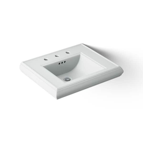 Memoirs 24.2 in. x 19.88 in. Pedestal Bathroom Sink in Ice Grey Fireclay