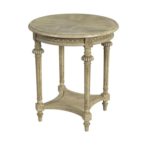 Butler Specialty Company Hellinger 24 in. W Beige Round Wood End Table with Lower Shelf
