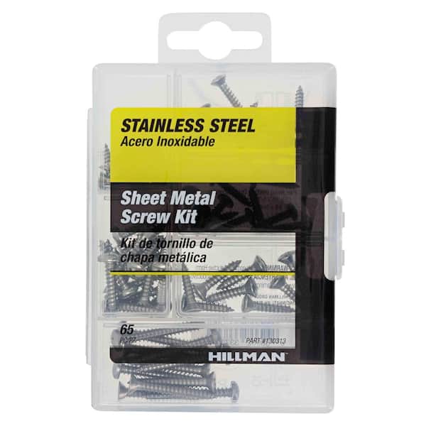 Stainless Steel Sheet Metal Screw Assorted Kit (65-Pack)