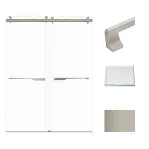Brooklyn 60 in. W x 80 in. H Double Sliding Frameless Shower Door in Brushed Stainless with Low Iron Glass