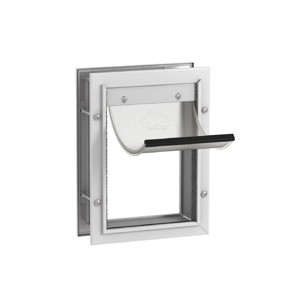 Hakuna Pets 7.2 in. x 9.3 in. Small Deluxe Aluminum Pet Door Adjustable Tunnel White