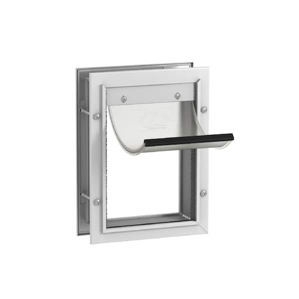Hakuna Pets 7.2 in. x 9.3 in. Small Deluxe Aluminum Pet Door Adjustable Tunnel White