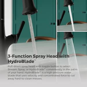 Ridgeline Single Handle Pull Down Sprayer Kitchen Faucet with HydroBlade Spray in Spot Defense Matte Black