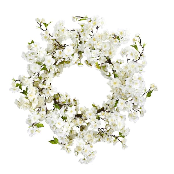 Nearly Natural 24 in. Artificial Cherry Blossom Wreath