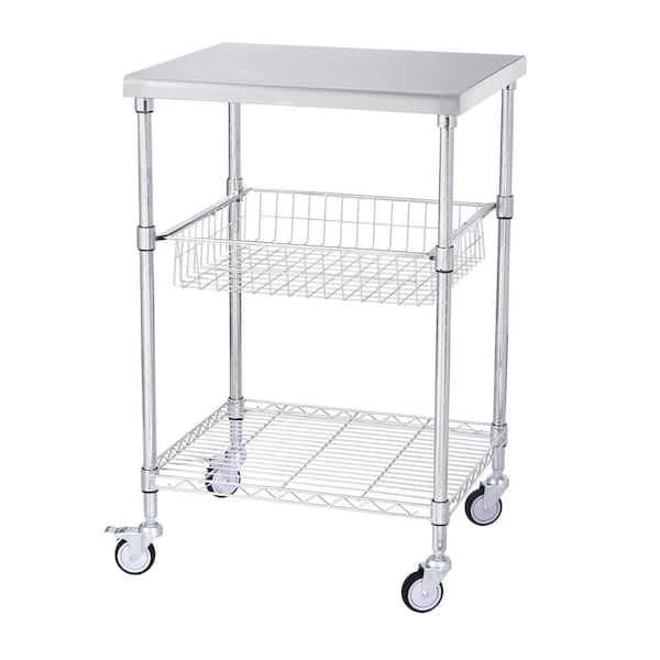 SVOPES 3-Tier Kitchen Cart, 470lbs. Capacity, Wheels, Curved Handle, PP Liner and 6 Hooks