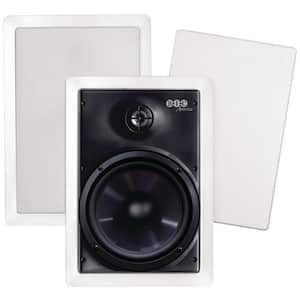 150W 6.5 in. Weather-Resistant In-Wall Speakers with Pivoting Tweeters- Metal and Cloth Grills