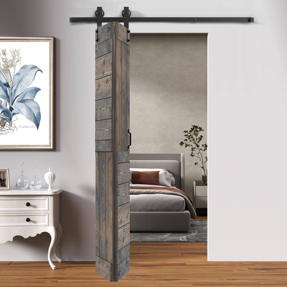 Patented Product S Style 24 in. x 84 in. Smoky Gray Solid Wood Bi-Fold Sliding Barn Door Hardware Kit-Assembly Needed price history on PriceWatchPro