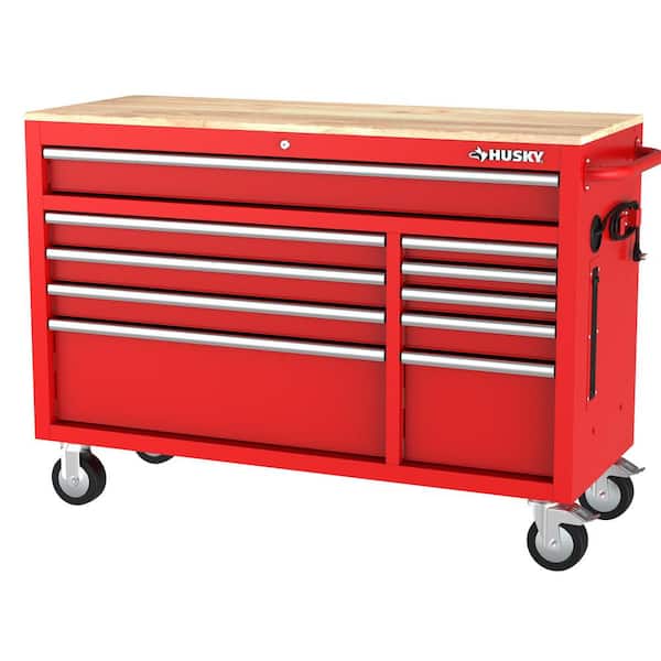 Husky Modular Tool Storage 52 in. W Standard Duty Red Mobile Workbench Cabinet