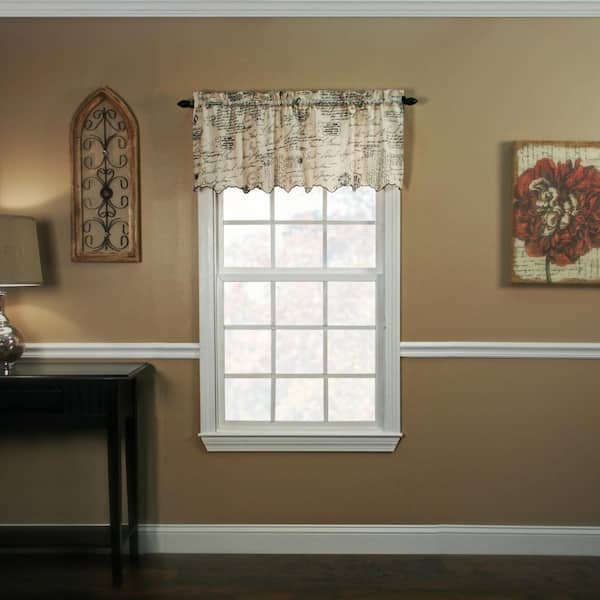 Ellis Curtain Script 15 in. L Polyester Valance in Black