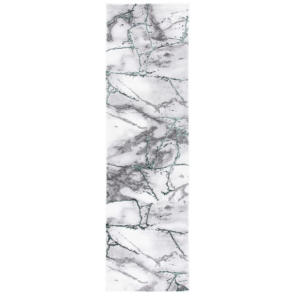 Craft Gray/Green 2 ft. x 10 ft. Distressed Abstract Runner Rug