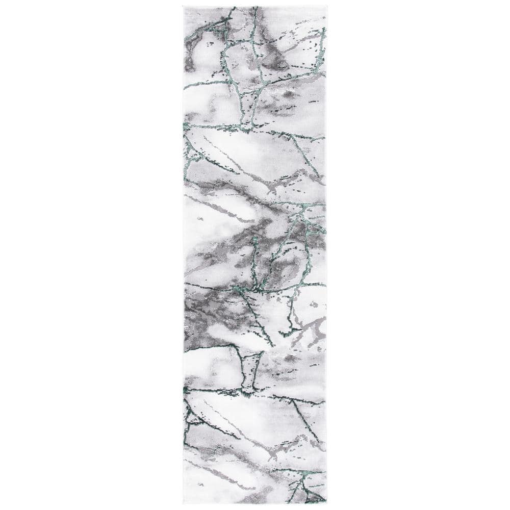 Gray and Pink Abstract Marble Runner Rug, 2'3" x 12'