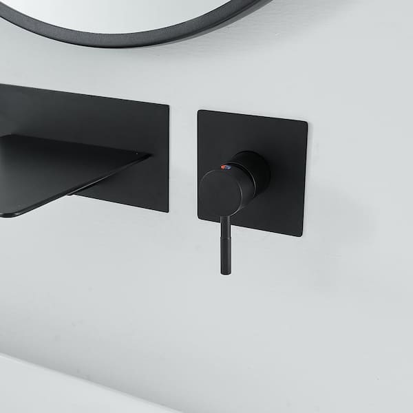 BWE Single Handle Wall Mount Spout Waterfall Bathroom Faucet in