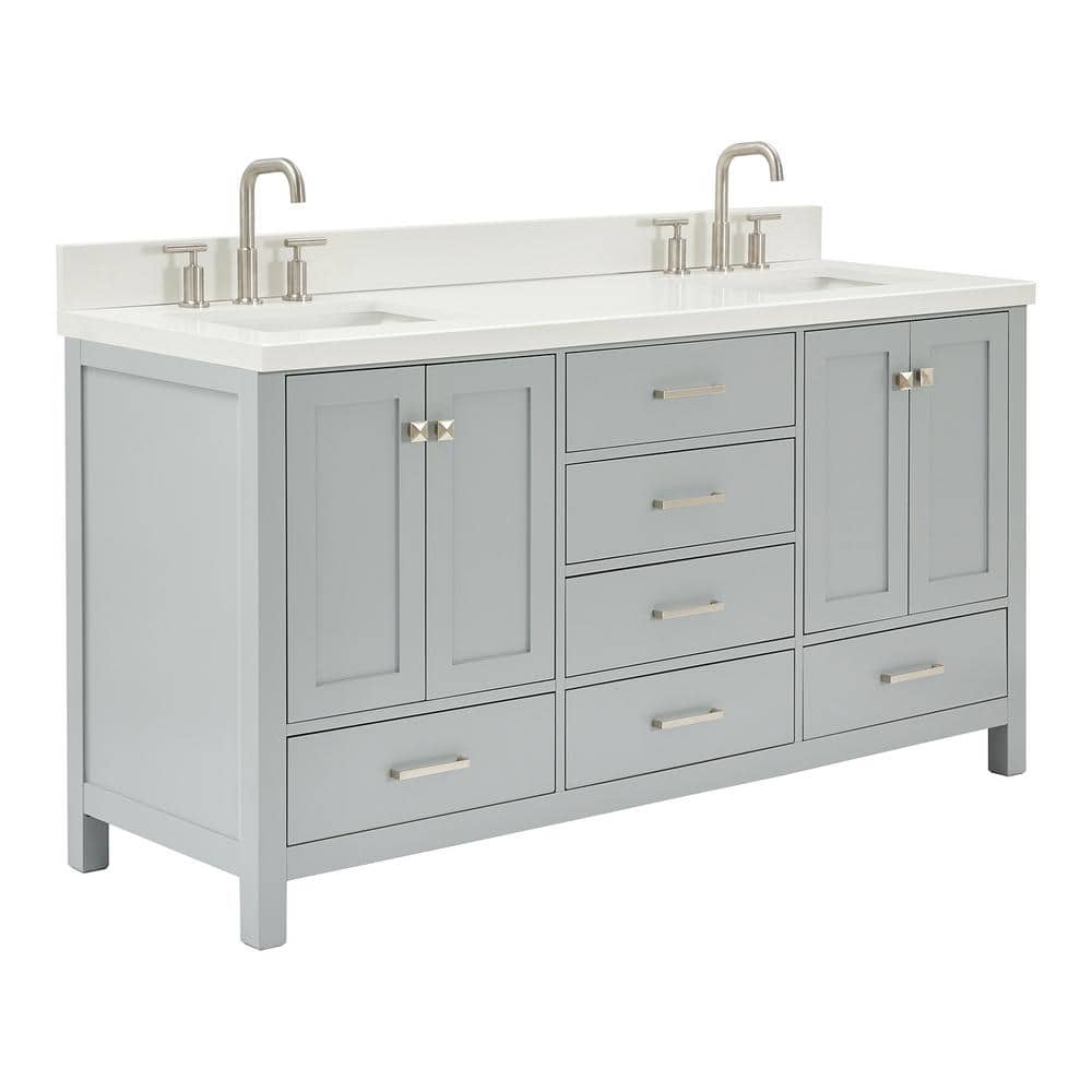 Cambridge 67" Grey Double Vanity with Quartz Top