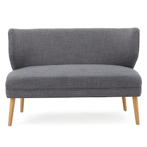 52 in. Light Gray Polyester 2-Seat Loveseat with Tapered Wooden Legs