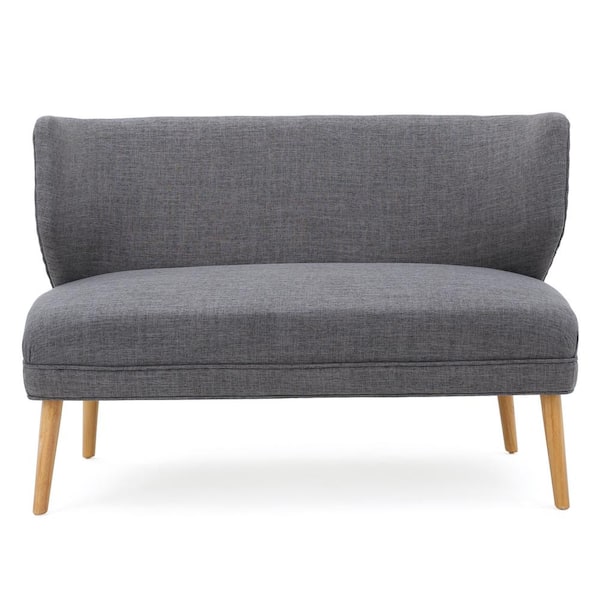 Noble House 51.5 in. Light Gray Polyester 2-Seater Armless Loveseat with Tapered Wood Legs
