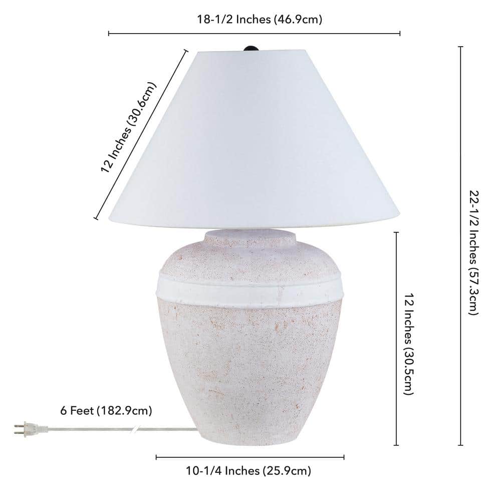 White Ceramic Urn-Shaped Nightstand Lamp with Fabric Shade