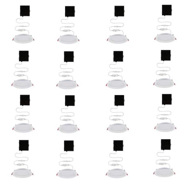 Commercial Electric Slim Baffle Integrated LED 6 in Round Adj Color Temp Canless Recessed Light for Kitchen Bath Living rooms, White 16-PK