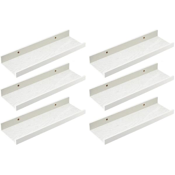 Unbranded 15.7 in. W x 5.1 in. D White Floating Shelves Decorative Wall Shelf Set of 6