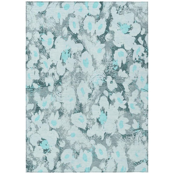 Chantille ACN538 Teal 5 ft. x 7 ft. 6 in. Machine Washable Indoor/Outdoor Geometric Area Rug