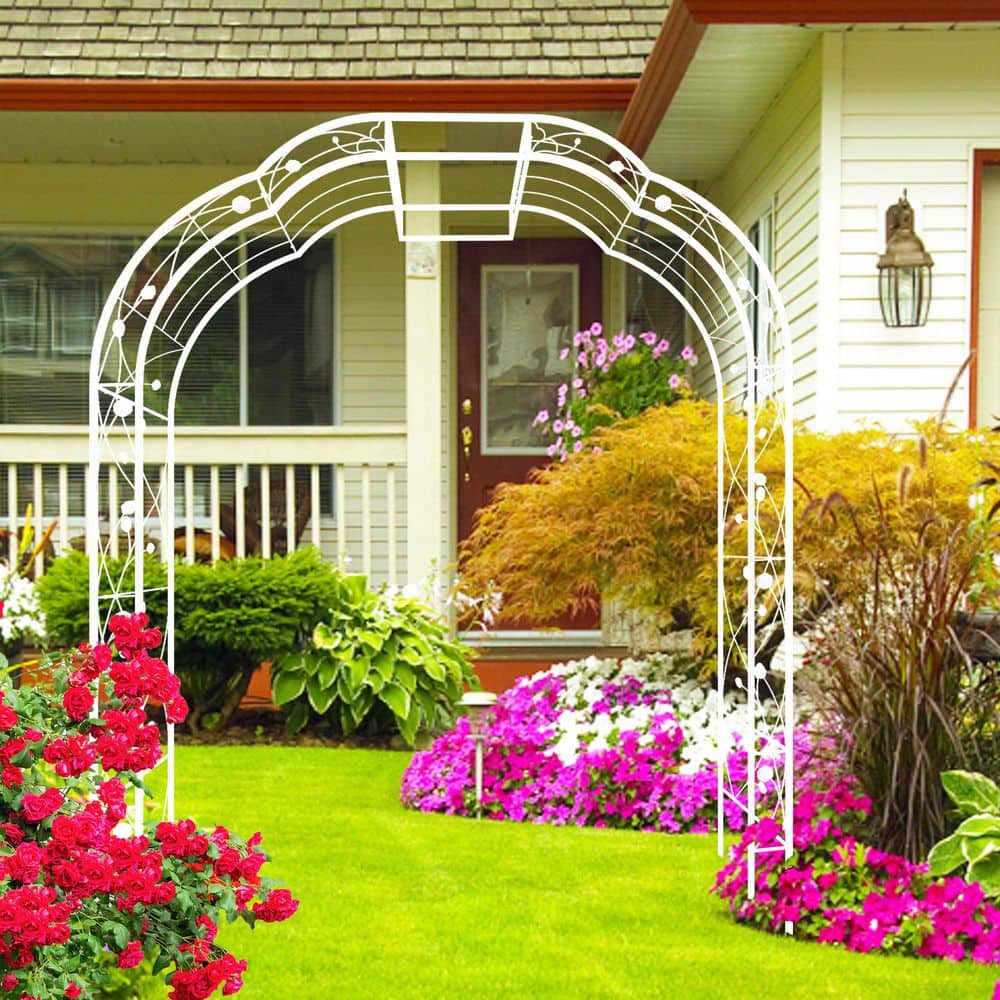 98.43 in. White Iron Outdoor Garden Arbor Trellis price history on PriceWatchPro