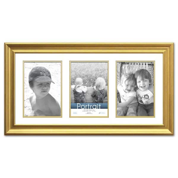 Timeless Frames Lauren 3-Opening 20 in. x 10 in. Gold Matted Picture Frame