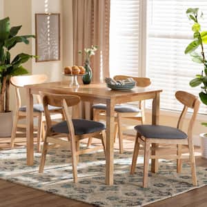 Norwin 5-Piece Grey and Oak Brown Wood Top Dining Set