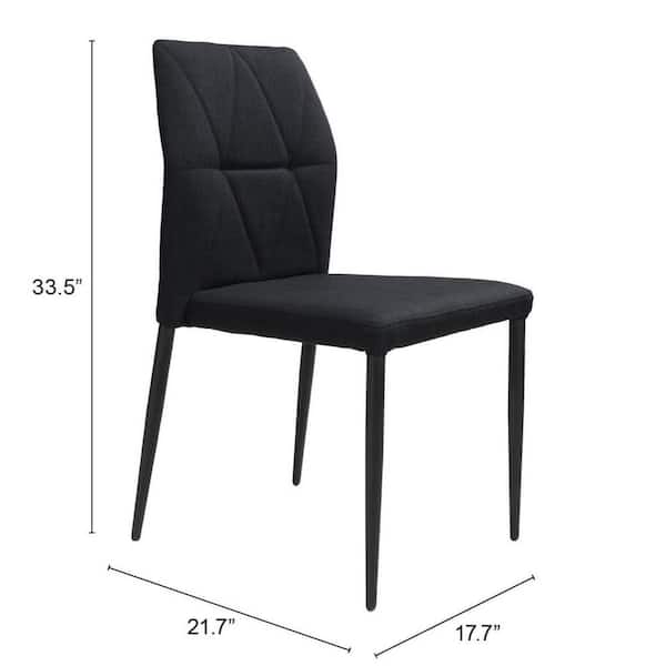 HomeRoots Tufted Black Upholstered Fabric Side Chair (Set Of 4)