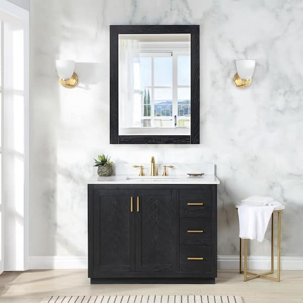 Altair Gazsi 42 in.W x 22 in.D x 34 in.H Bath Vanity in Black Oak with ...