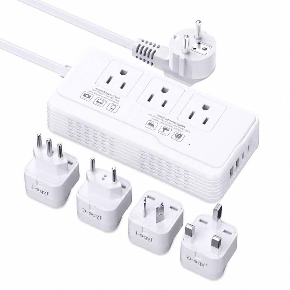 2000-Watts Voltage Converter US to Europe for Hair Dryer 220-Volts to 110-Volts Power Adaptor w/3 AC 2 USBC 2 USBA Ports