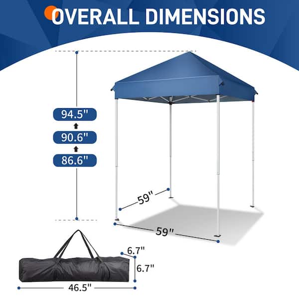 Karl home 5 ft. x 5 ft. Blue Straight Leg Pop-Up Canopy